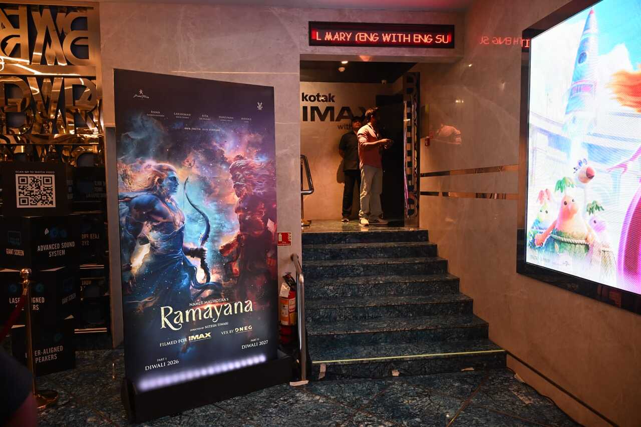 The venue has posters of the film placed all over to set the mood for the teaser launch.
